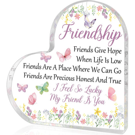 Plaque en Acrylique Cadeau d’Amitié pour Femme, Décoration Cœur Meilleure Amie, Idée Cadeau Anniversaire, Noël et Thanksgiving, Souvenir Décoratif en Acrylique - 10x10x1cm (1/5)