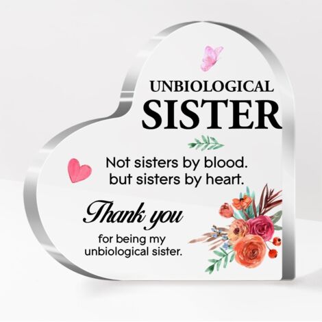Plaque acrylique décorative, cadeau pour sœur de cœur non biologique, idée cadeau anniversaire et Noël, souvenir tendre pour amie proche - 8.5x8.5x1cm (1/5)