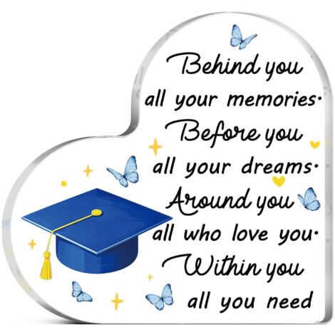 Plaque en Acrylique Inspirante pour Remise de Diplôme, Cadeau de Graduation pour Lui et Elle, Plaque Décorative pour Étudiants, Amis et Collègues - 8.5x8.5x1cm (1/5)