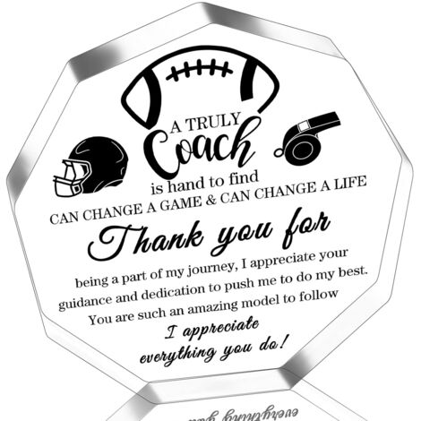 Plaque acrylique déco bureau, cadeau remerciement pour coach de football homme, présent motivant pour l'entraîneur, idée cadeau fête des professeurs et Noël - 10x10x1cm (1/5)