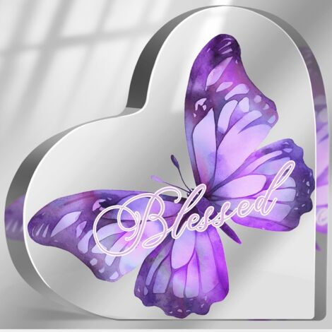 Cadeaux Religieux Chrétiens pour Femme, Plaque de Foi pour Mère Sœur Amie, Décoration Bureau Maison Chrétienne Papillon, Souvenir Cœur Acrylique Religieux avec Verset Biblique - 10x10x1cm (1/5)