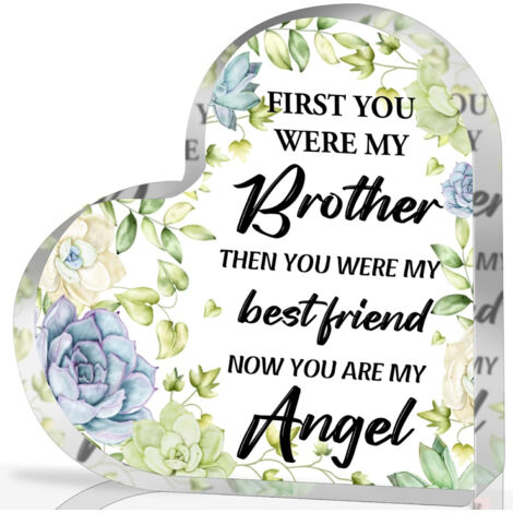Plaque cœur en acrylique souvenir pour frère disparu – Cadeau de réconfort et condoléances pour homme, décoration mémorielle tendre en hommage - 8.5x8.5x1cm (1/5)