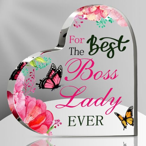 Plaque en acrylique papillon & presse-papiers – Cadeau de Noël pour patronne, meilleur hommage pour une femme cheffe, souvenir déco de bureau pour anniversaire - 8.5x8.5x1cm (1/5)
