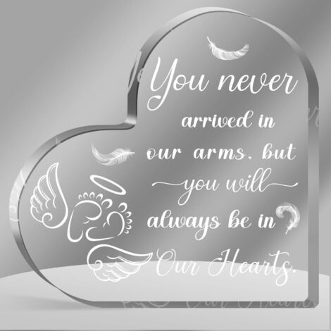 Plaque cœur presse-papiers en acrylique – Souvenir tendre pour maman endeuillée, hommage mémoire pour bébé disparu, cadeau de réconfort après perte prénatale - 8.5x8.5x1cm (1/5)