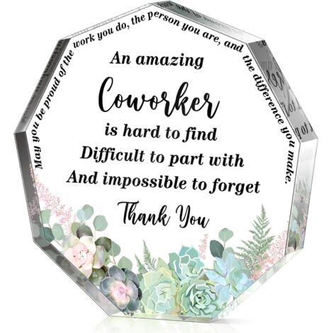 Plaque acrylique remerciement collègue – Cadeau appréciation femme Noël, présent départ inspirant pour collègue, employée, infirmière, professeur, déco bureau et maison - 10x10x1cm (1/5)