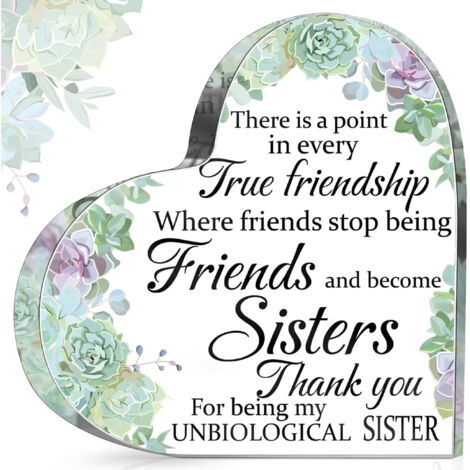 Plaque acrylique d’amitié style vif et coloré – Cadeau fleuri pour femme, meilleure amie et sœur, présent de remerciement, anniversaire, Noël et Thanksgiving - 8.5x8.5x1cm (1/5)