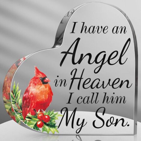 Plaque en acrylique motif Cardinal Rouge – Cadeau souvenir de Noël, objet de réconfort pour perte d’un être cher, décoration de sympathie, souvenir décoratif de table - 8.5x8.5x1cm (1/5)