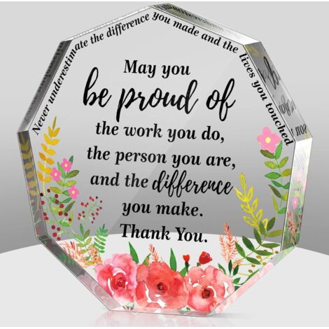 Plaque acrylique nonagone – Cadeau de remerciement pour femme, cadeau appréciation Noël, présent départ inspirant pour collègue, employée, infirmière, professeur, déco bureau et maison - 10x10x1cm (1/5)