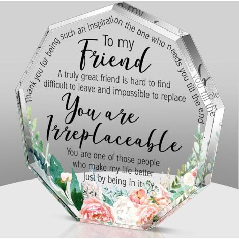 Plaque acrylique fleurie d’amitié – Cadeau femme, meilleure amie et sœur, présent anniversaire, Noël, Thanksgiving, cadeau de remerciement, décoration intérieure élégante - 6x6x1cm (1/5)