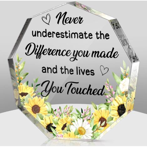 Plaque acrylique mignonne – Cadeau de remerciement pour femme, présent d’appréciation Noël, cadeau départ inspirant pour collègue, employée, infirmière, professeur, déco maison & bureau - 10x10x1cm (1/5)
