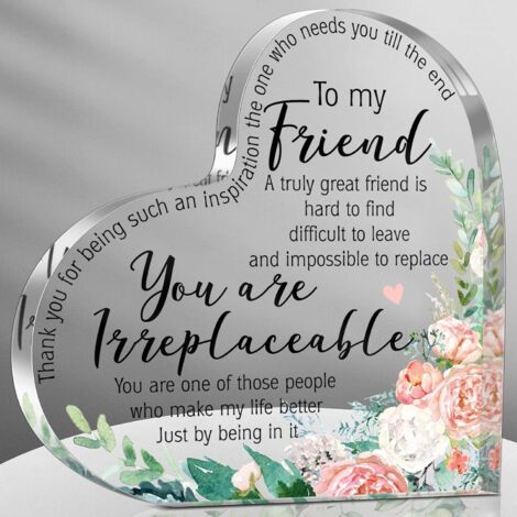 Plaque acrylique d’amitié style vintage – Cadeau fleuri pour femme, meilleure amie et sœur, présent de remerciement, anniversaire, Noël et Thanksgiving - 8.5x8.5x1cm (1/5)