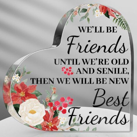 Plaque acrylique amitié style magnifique – Cadeau fleuri pour meilleure amie et sœur, présent remerciement anniversaire Noël Thanksgiving, décoration féminine - 8.5x8.5x1cm (1/5)
