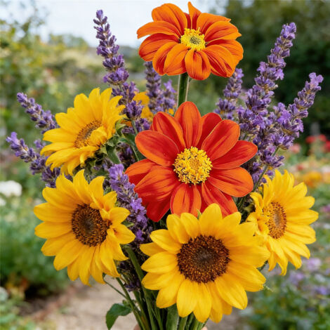Lot de Graines Fleurs – 300 Tournesol Mexicain + 300 Tournesol Classique + 1000 Lavande, Floraison Abondante, Jardin, Balcon et Pots (1/5)
