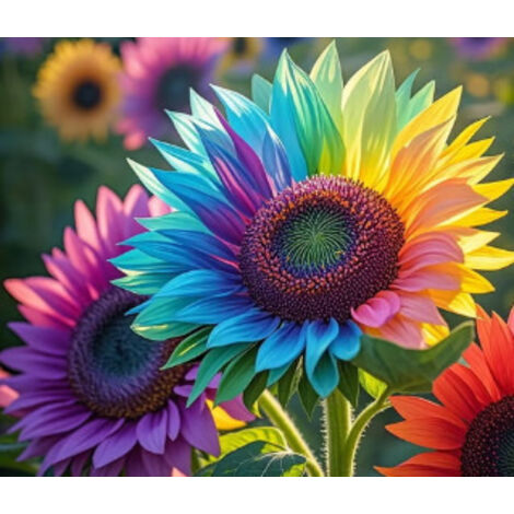 Graines de tournesol multicolore – 500 graines – Attire les insectes pollinisateurs – Fleurs colorées – Idéal pour cours et jardins (1/5)