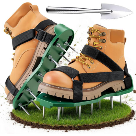Chaussures aératrices pour pelouse – Clous de 5,5 cm renforcés, aération du gazon avec sangles Velcro, installation facile, sandales à pointes (1/5)