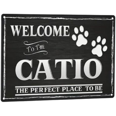 Plaque métallique murale 20x30 cm – Décoration rustique de chat avec empreintes de pattes, décoration suspendue intérieur/extérieur pour maison, garage, café et ferme (1/5)