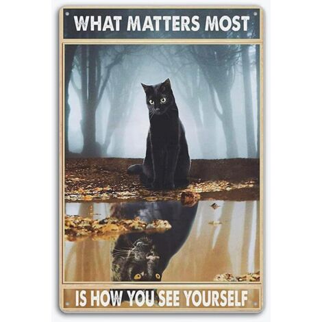 Plaque Étaine Métallique Rétro de Chat Noir, Décoration Murale de Style Vintage, Maison, Bar, Cuisine, Hôtel, Salle à Manger, Poster Métallique de Café 20x30 cm (1/5)