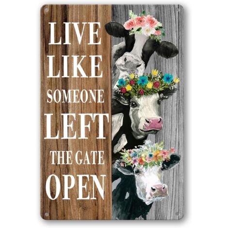 Plaque Étaine Drôle de Vache Écossaise Décoration Murale de Vache Poster d’Art de Vaches Plaques Métalliques Décorations de Ferme pour Maison, Salle de Bain, Cuisine 20X30 cm (1/5)