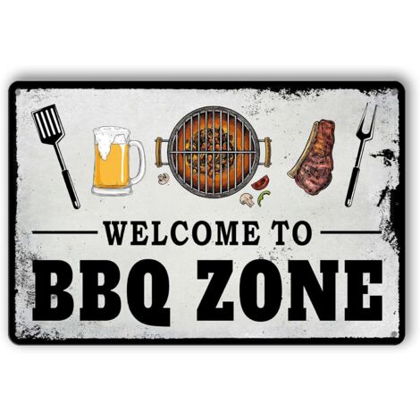 Plaque Métallique BBQ Vintage - 20x30 cm Décoration Murale de Grill et Cadeaux BBQ (1/5)