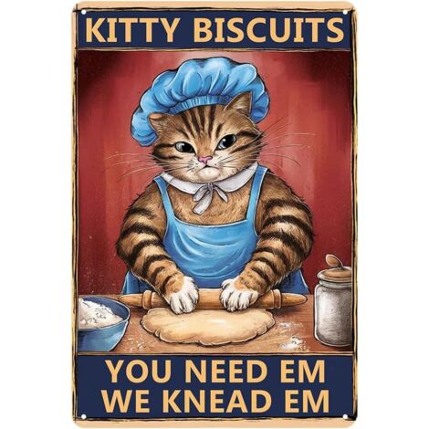 Plaque métallique chat – Décoration cuisine vintage pour amateurs de chats, cadeau humoristique pour femme (1/5)