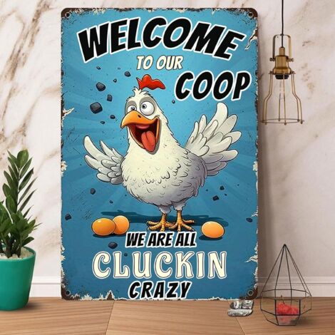 Plaques de poulet drôles pour poulailler - Plaques de poulet métalliques, Cadeaux de plaques en étain de poulet pour la décoration de la maison, de la ferme, du poulailler, de la cuisine de la ferme, (1/5)