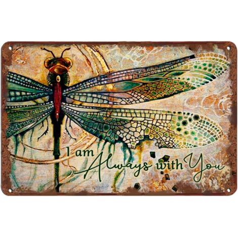 Plaque Étaine Créative de Libellule « I Am Always With You » (Je suis toujours avec toi), Art Mural Hippie Boho, Plaques Étaine Métalliques Nouvelles Drôles, Maison, Jardin, Bar, Hôtel, Bureau, Décora (1/5)