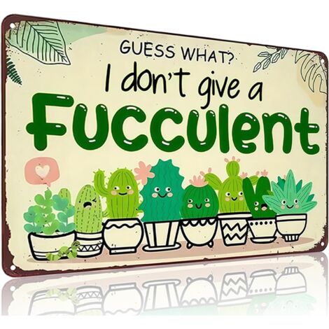 Cadeaux de Jardin Plaques de Jardinage Vintage « I Don't Give A Succulent » (Je m’en fous des suculentes), pour Maison, Jardin, Serre, Salon, Chambre, Cour, Décoration Extérieure 20X30 cm (1/5)
