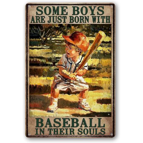 Plaque Étaine Métallique de Baseball Poster de Baseball Vintage Décoration Murale de Baseball pour Chambre de Garçon Plaques de Chambre Cadeaux pour Amateurs de Baseball 20x30 cm (1/5)