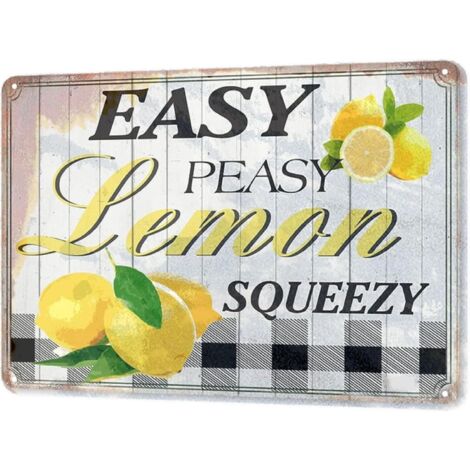 Plaque métallique vintage « Easy Peasy Lemon Squeezy » pour bar, maison, cuisine, décoration murale 30x20 cm (1/5)