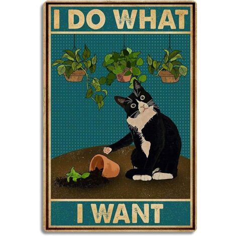 Plaque Étaine Décorative Drôle de Chat Noir « I Do What I Want » (Je fais ce que je veux), Poster Métallique Personnalisé de Chat Mignon, Décoration Murale, pour Maison, Salle de Bain, Jardin, Toilett (1/5)