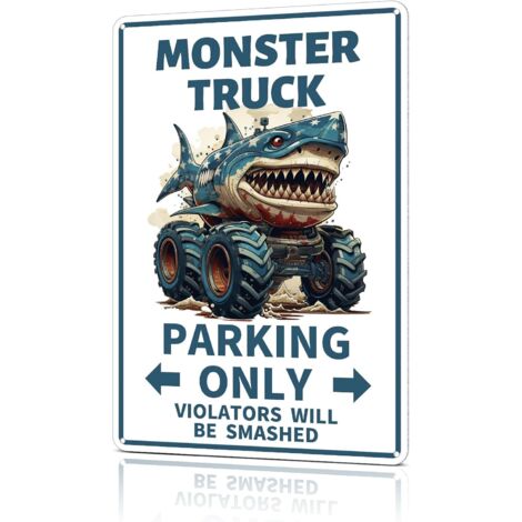 Décoration de chambre de garçon, Plaque métallique en étain "Stationnement réservé aux Monster Truck", Décorations de mur de chambre, Accessoires de fête d'anniversaire, Plaques, Affiches, Cadeaux pou (1/5)