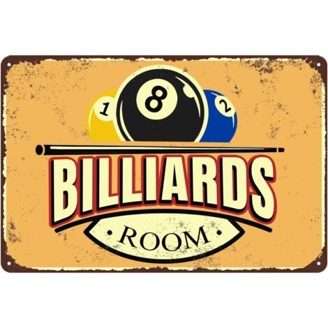 Décoration de Chambre Plaque Étaine Drôle de Billard Accessoires de Table de Billard Affiche de Billard Vintage Plaque Métallique de Billard Cadeaux de Billard Décoration d'Art Murale 20 x 30 cm (1/5)