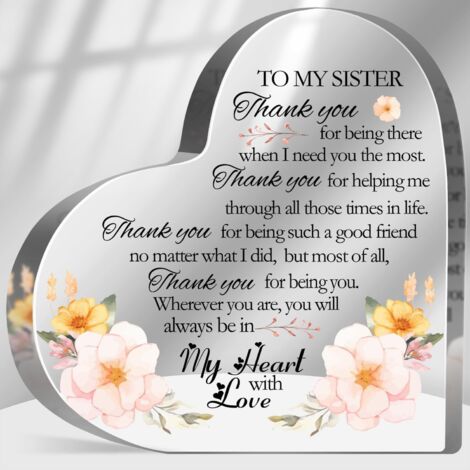 Plaque acrylique florale cadeau sœur & meilleure amie Souvenir d’amitié déco maison bureau Idée cadeau anniversaire pour sœur, amie, BFF et femme (1/5)