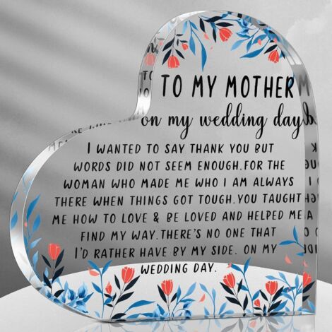 Plaque cœur acrylique souvenir – Cadeau de la fille pour la mère de la mariée, décoration cœur décorative en acrylique pour mariage (1/5)