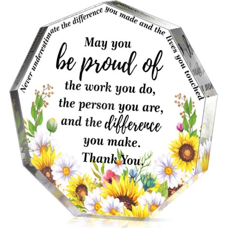 Plaque acrylique décorative motif Tournesol Cadeau de remerciement & Noël pour femme Cadeau départ reconnaissance collègue, employée, infirmière, enseignante (1/5)