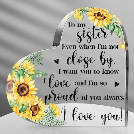 Plaque acrylique « À ma sœur » – Cadeau d’amitié pour femme et jeune fille, idéal anniversaire, départ, retraite, Noël Souvenir tendre pour sœur et amie proche (1/5)