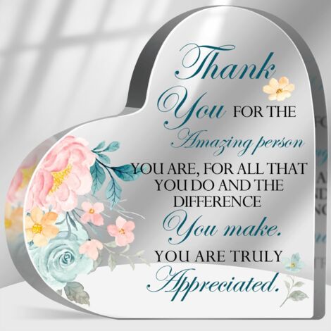 Pancarte de remerciement en acrylique forme cœur Déco moderne gratitude et inspiration pour bureau et maison Cadeau pour toutes occasions spéciales (1/5)