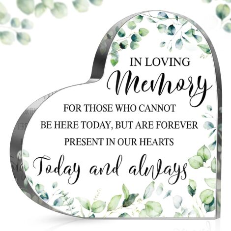 Panneau souvenir mariage en mémoire tendre – Plaque cœur acrylique, décoration de table centre de table pour cérémonie, réception et anniversaire de mariage (1/5)