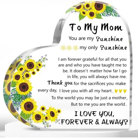 Plaque cœur délicate cadeau maman Idée cadeau anniversaire maman Premier fête des mères, Noël, petit cadeau de Noël Cadeau acrylique pour maman et belle-mère (1/4)