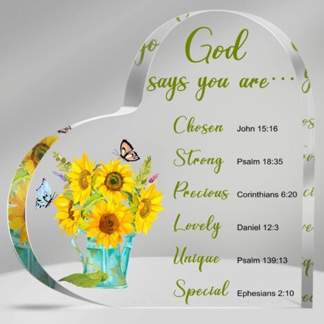 Plaque acrylique chrétienne inspirante avec verset biblique et prière Cadeau religieux pour femme, homme, maman, ami Idée cadeau Saint-Valentin et anniversaire (1/5)