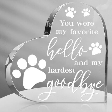 Plaque cœur acrylique souvenir animal – Cadeau de deuil pour la perte d’un chien ou chat, décoration commémorative, signe de condoléances pour compagnon disparu (1/5)