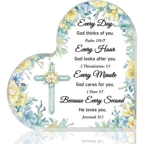Cadeau religieux chrétien – Idée cadeau marraine pour femme, présent de baptême pour fille, cadeau d'anniversaire chrétien  Déco de bureau motivante en acrylique, cadeau biblique (1/5)
