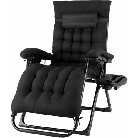 Chaise longue zéro gravité pliante grande taille – Coussin en coton, pour jardin et patio extérieur, capacité 160 kg (1/5)