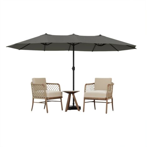 Parasol spacieux Parasol de plage de jardin Protection solaire UPF 50+ auvent avec manivelle pour terrasse piscine Patio extérieur Gris 450x267cm (1/5)