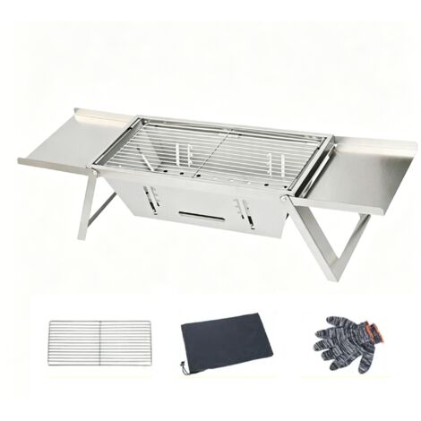 Grill barbecue charbon pliable inox, design compact, structure durable, cuisson au charbon pour extérieur, usage domestique et jardin (1/5)