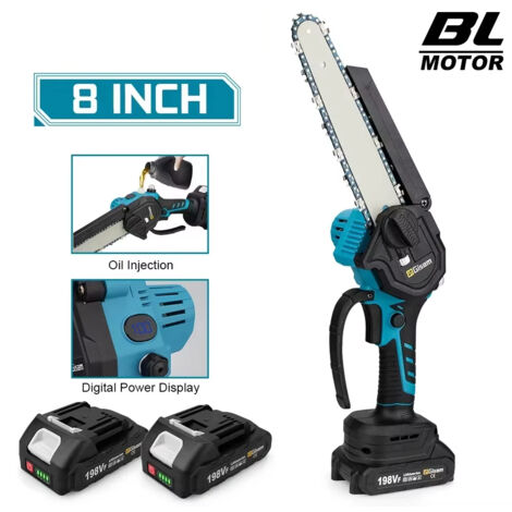 Tronçonneuse électrique 8 pouces sans balais – Scie à chaîne portable à une main – Compatible Makita 18V avec 2 batteries (1/5)