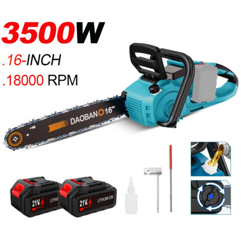 Tronçonneuse électrique sans fil 16 pouces – Scie à chaîne avec lubrification automatique – Avec 2 batteries (1/5)