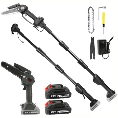Tronçonneuse Électrique 3500W Sans Fil 2,25 m avec Perche Télescopique – Scie à Branches Hautes pour Taille et Élagage de Jardin, Outil de Coupe avec Perche d’Extension, 2 Batteries Incluses