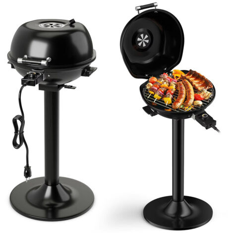 Barbecue électrique 1600 W autoportant avec plaque de cuisson double zone, température réglable 93°C–219°C, support et câble 110 cm (1/5)