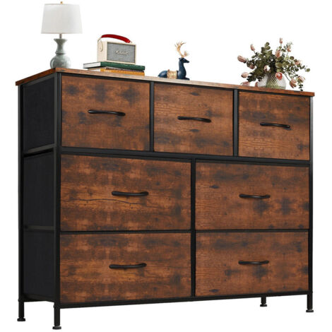 Commode textile 7 tiroirs – meuble de rangement pour vêtements et objets – armoire décorative pour intérieur,Marron